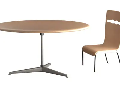 Table Chair Set Low-poly 3D model