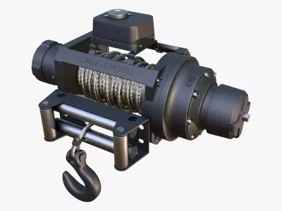 Electric Winch with Steel Cable M1 3D model