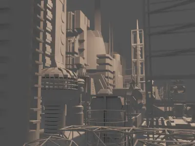 100 SCI-FI KITBASH SET Low-poly 3D model