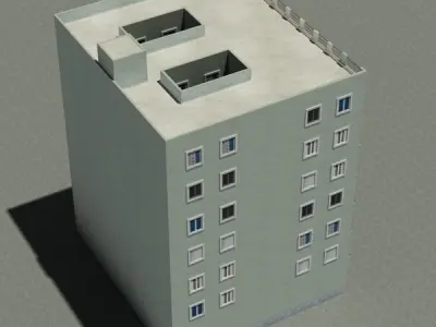 Building with balconies and balconies Low-poly 3D model