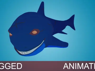 Shark rigged animated Low-poly 3D model