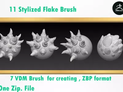  stylized flake VDM brushes Free 3D model