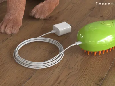 Pet Grooming Steam Brush with Charger Green 3D model