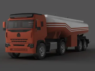 truck tank tanker fuel semi truck freight transportation 3D model