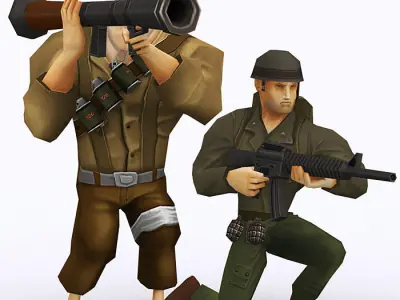 3DRT - Brutal Army Squad Low-poly 3D model