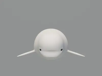 Rigged Cartoon Beluga Whale 3D model