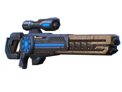 LowPoly Cartoon Sci-Fi Sniper Rifle Future Low-poly 3D model