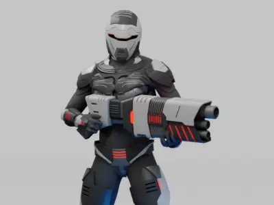 sci-fi trooper rigged - animated character 3D model