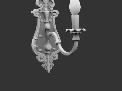 Medieval Iron Wall Lamp Holder Low-poly 3D model
