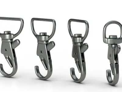 Set of 4 Metal Carabiner LowPoly Low-poly 3D model Low-poly 3D model