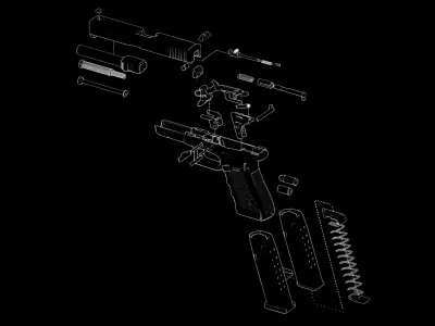 G17 9mm Pistol Schematics Free low-poly 3D model