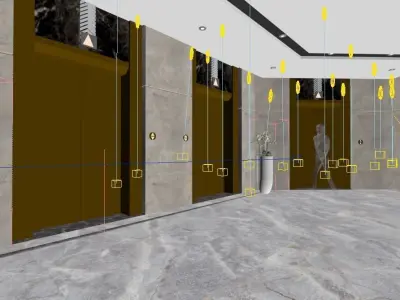 Modern Hotel Elevator Hall Low-poly 3D model