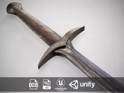 Sting Sword from The Hobbit - Lord Of The Rings Dagger   Low-poly 3D model