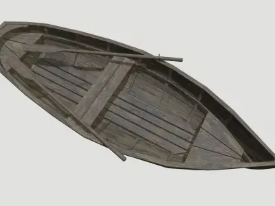  Old Row Boat Low-poly 3D model