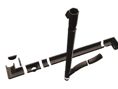 Old brown Gutter System PBR Low-poly 3D model