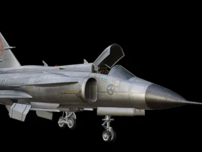 Saab 37 Viggen Low-poly 3D model