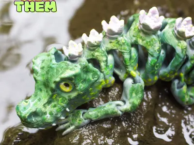 crocodile movable toy print on the spot multicolored 3D model