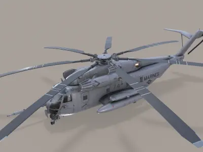 Realistic 3d model of CH-53E Super Stallion US Marines Low-poly 3D model
