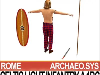 Ancient Celtic Light Infantry A 1BC with Poser Daz Props 3D model