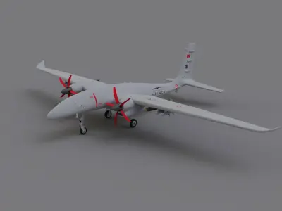 Baykar Akinci  UAV 3d Model Low-poly 3D model