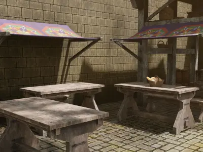 Medieval Bakery Shop Low-poly 3D model