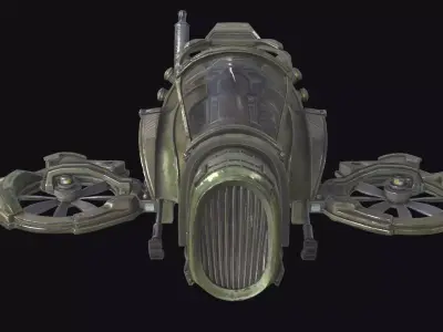 Sci-Fi Hovercraft Helicopter VTOL Tiltrotor Flying Aircraft Low-poly 3D model buy