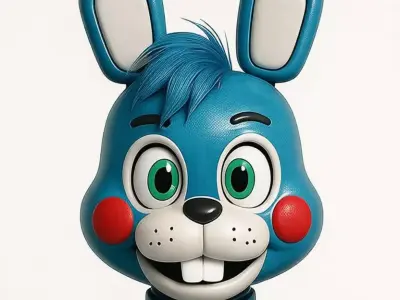 Blue Bunny Robot 3D Animatronic Red Bowtie Game Character Low-poly 3D model