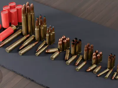 Ammo Pack APX 26  10 Calibers Game Ready PBR Low-poly 3D model