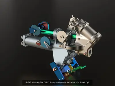 P-51D Mustang TW Shock Cyl Steering Declutch and Mount Brkts 3D Model Collection