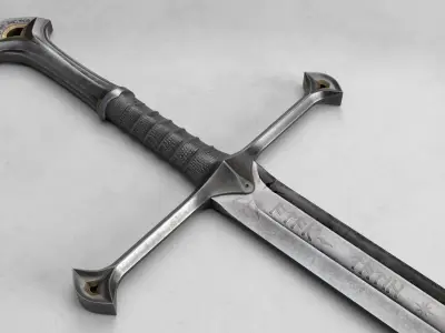 Lord of the Rings sword Anduril - PBR legendary weapon Low-poly 3D model