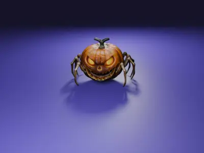 Halloween Spider pumpkin 3D model