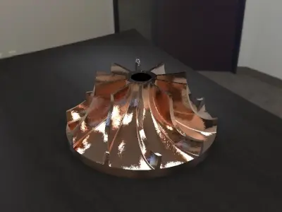 Impeller gold lamp on table Free 3D model