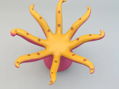 Cartoon Octopus Low-poly 3D model
