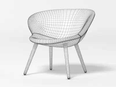 PlusHalle Collection bar stool with legs 3D model