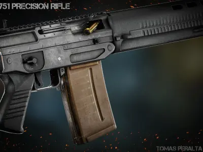 SIG 751 Precision Rifle Low-poly 3D model