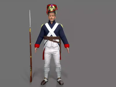Napoleon soldier Low-poly 3D model