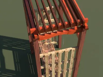 wooden swing bench 3D model