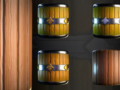 Wood Barrel Stylized - VOL 10 - SBsar - Maps Texture