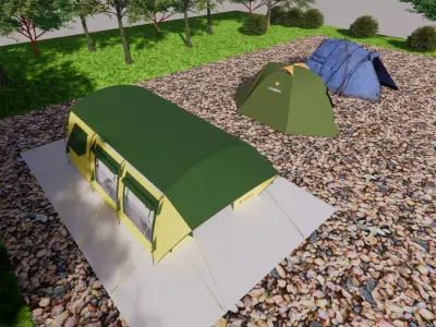 3D Model Outdoor Camping Site Low-poly 3D model