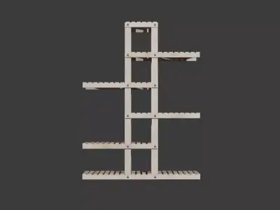 Wooden Slats Plant Stand Low-poly 3D model