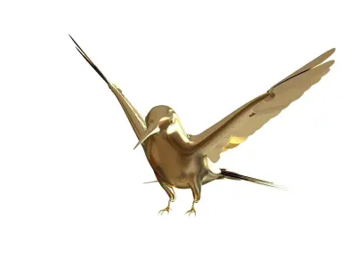 Hummingbird 3D print model golden bird flying 3D model