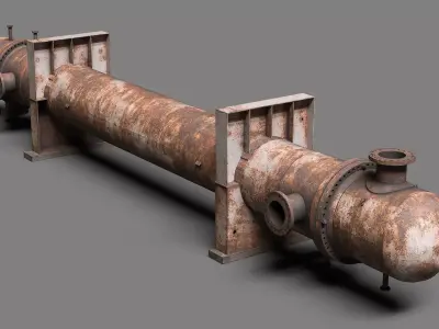 Industrial gas heat exchanger Low-poly 3D model