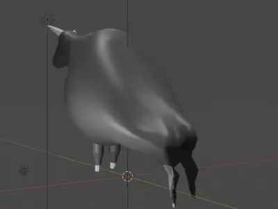low poly bull model cow on pole Low-poly 3D model