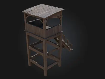 Wooden Watchtower  Rustic Sentinel of the Wilderness 3D model