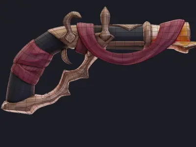 Stylized Dark Warsmith Gun Low-poly 3D model