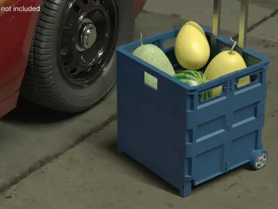 Portable Cart Case with Melons and Watermelons 3D model