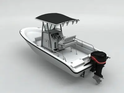 Fishing Motor Boat Boston Whaler 1 Low-poly 3D model