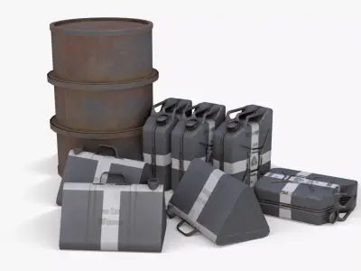 WW2 Water Storage Assets 02 Low-poly 3D model