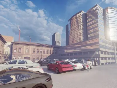 Big City Plaza Low-poly 3D model