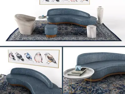 Livingroom set 1 living room with sofas and chairs 3D model